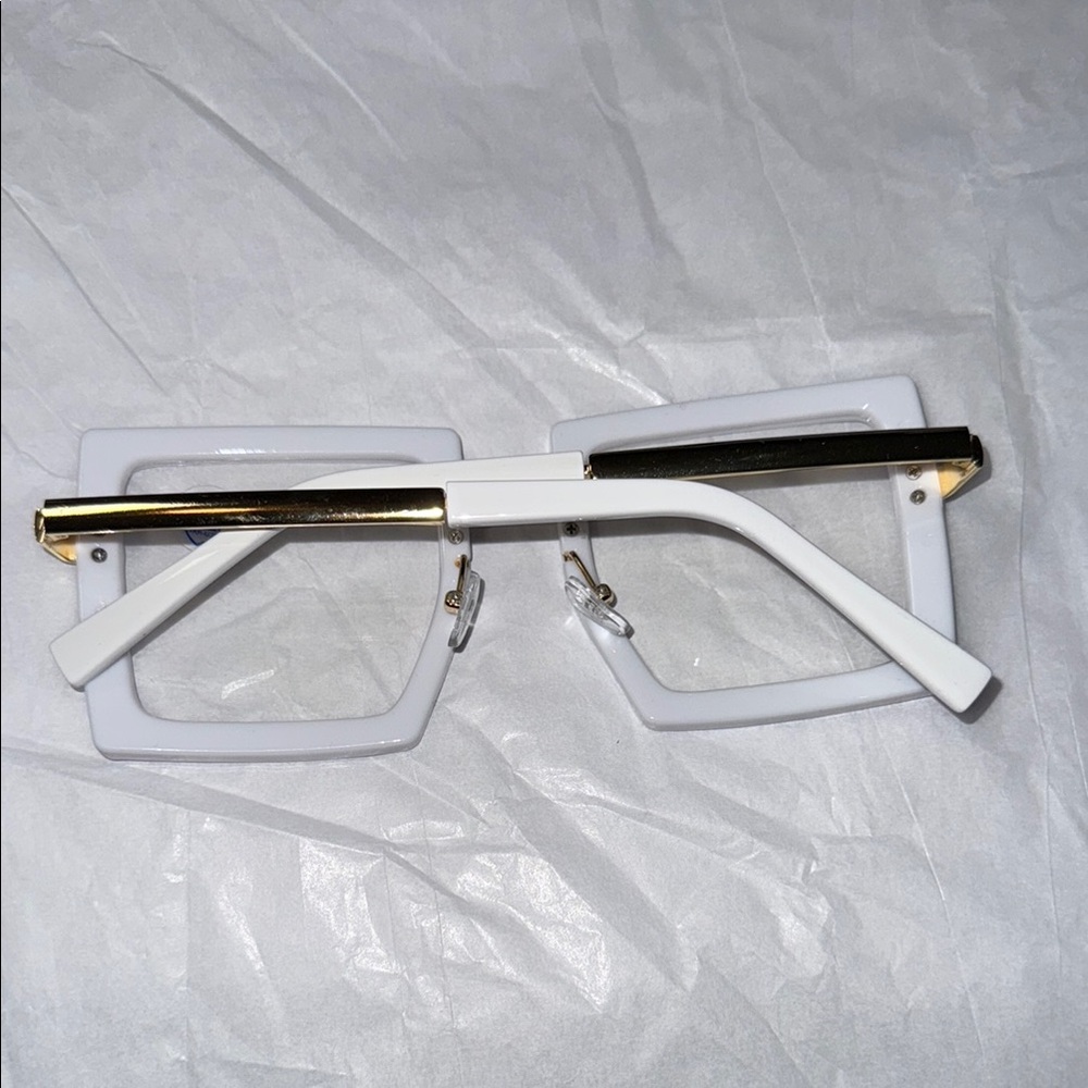 NWOT-White Square Frame Glasses - Picture 10 of 11